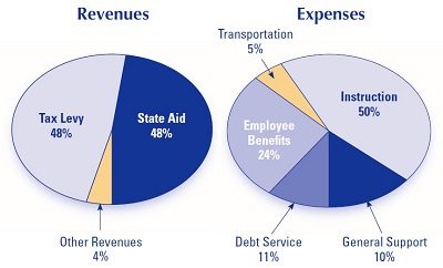 revenues and expenses pie charts