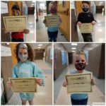 photo grid of elementary students holding Kindness Certificates