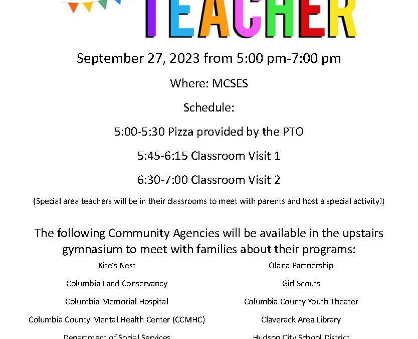MCSES Meet the Teacher Night 9/27/23