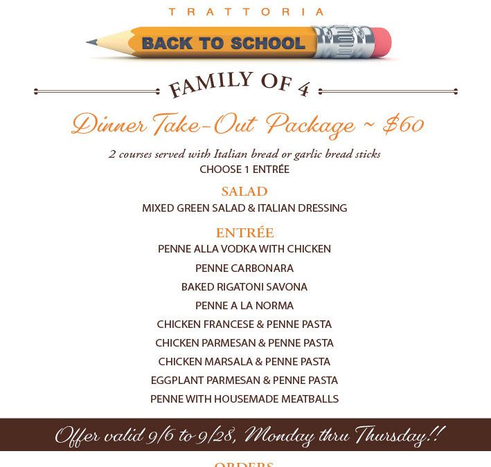 Back-to-School Dinners at Savona’s Trattoria Benefit Hudson PTO
