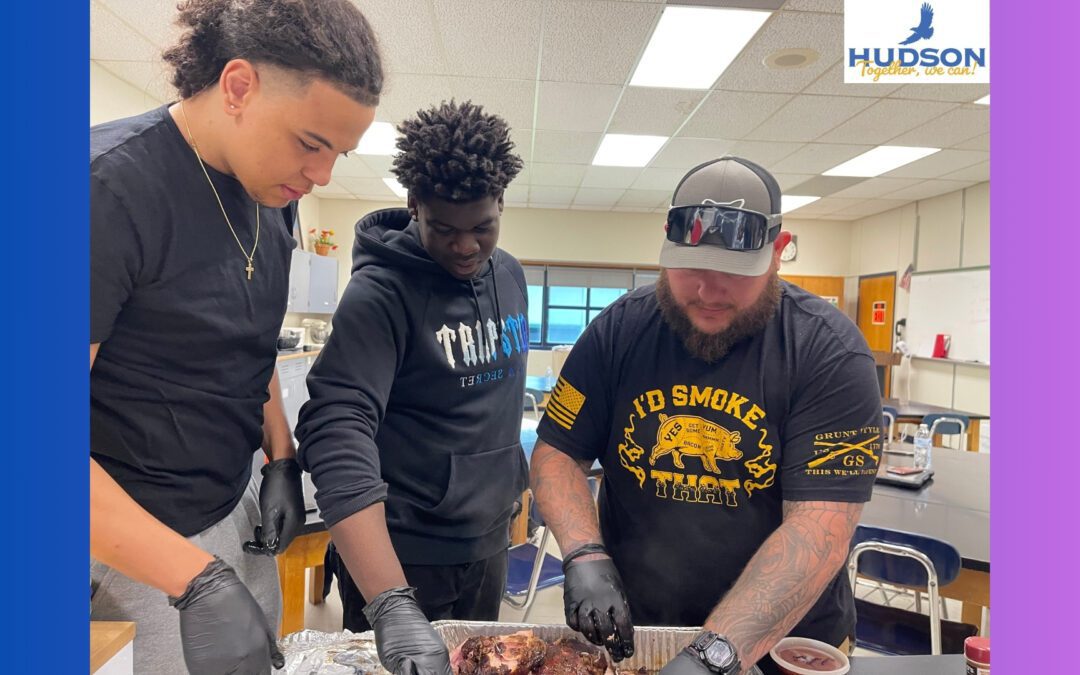 Guest Chef in Hudson SHS Food Prep Class Teaches Smoking Meat