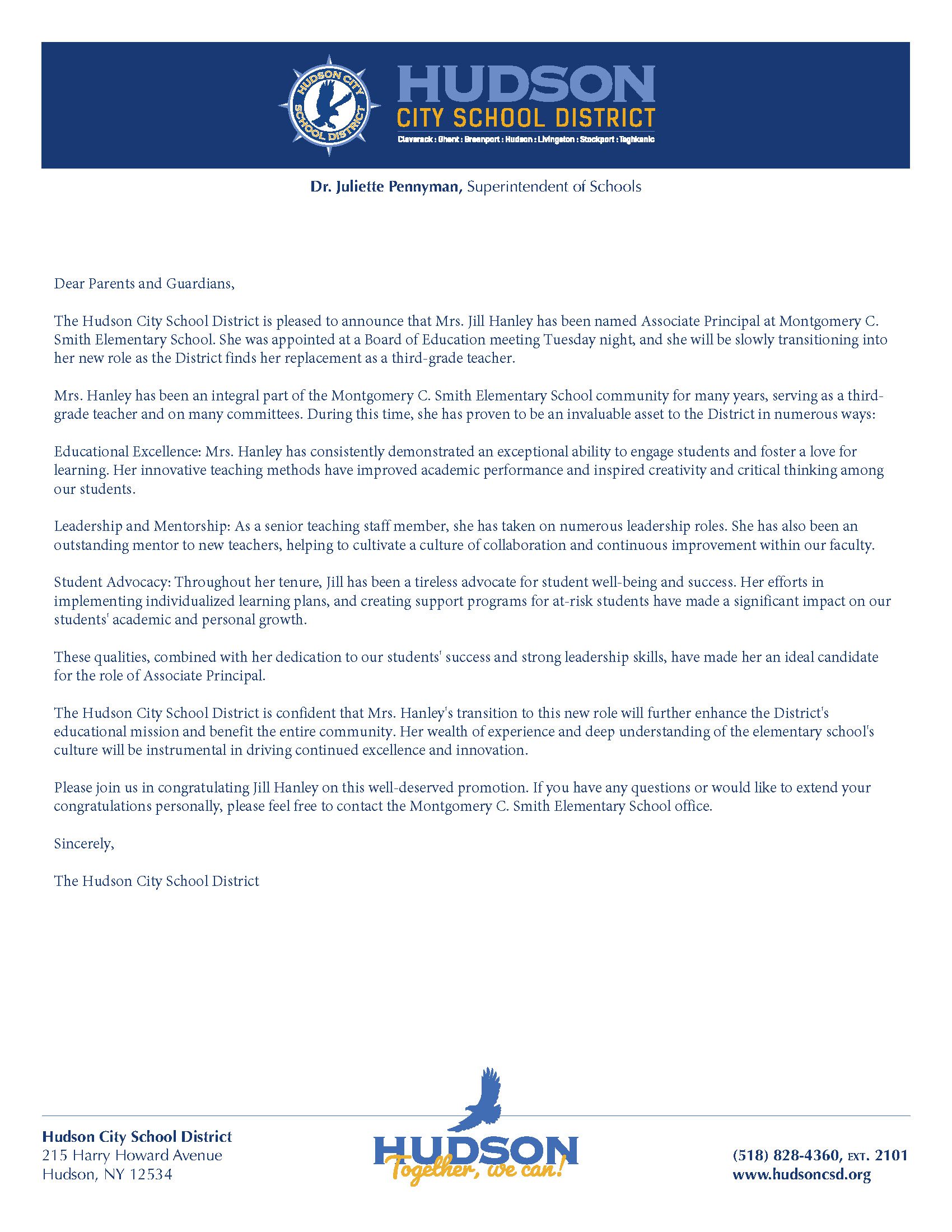 Letter from the District