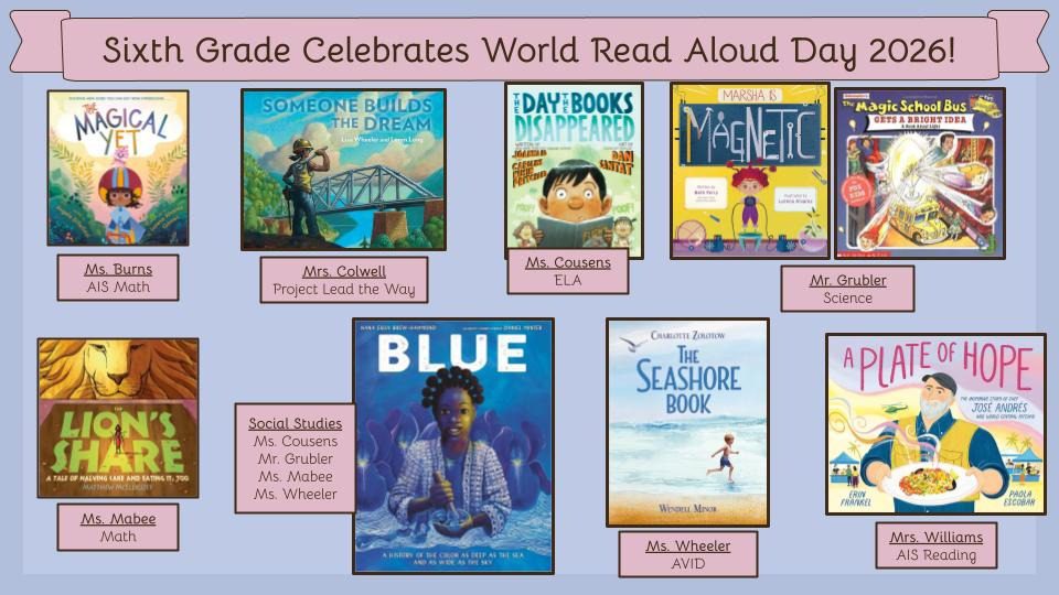 Six Grade Celebrates World Read Aloud Day!
