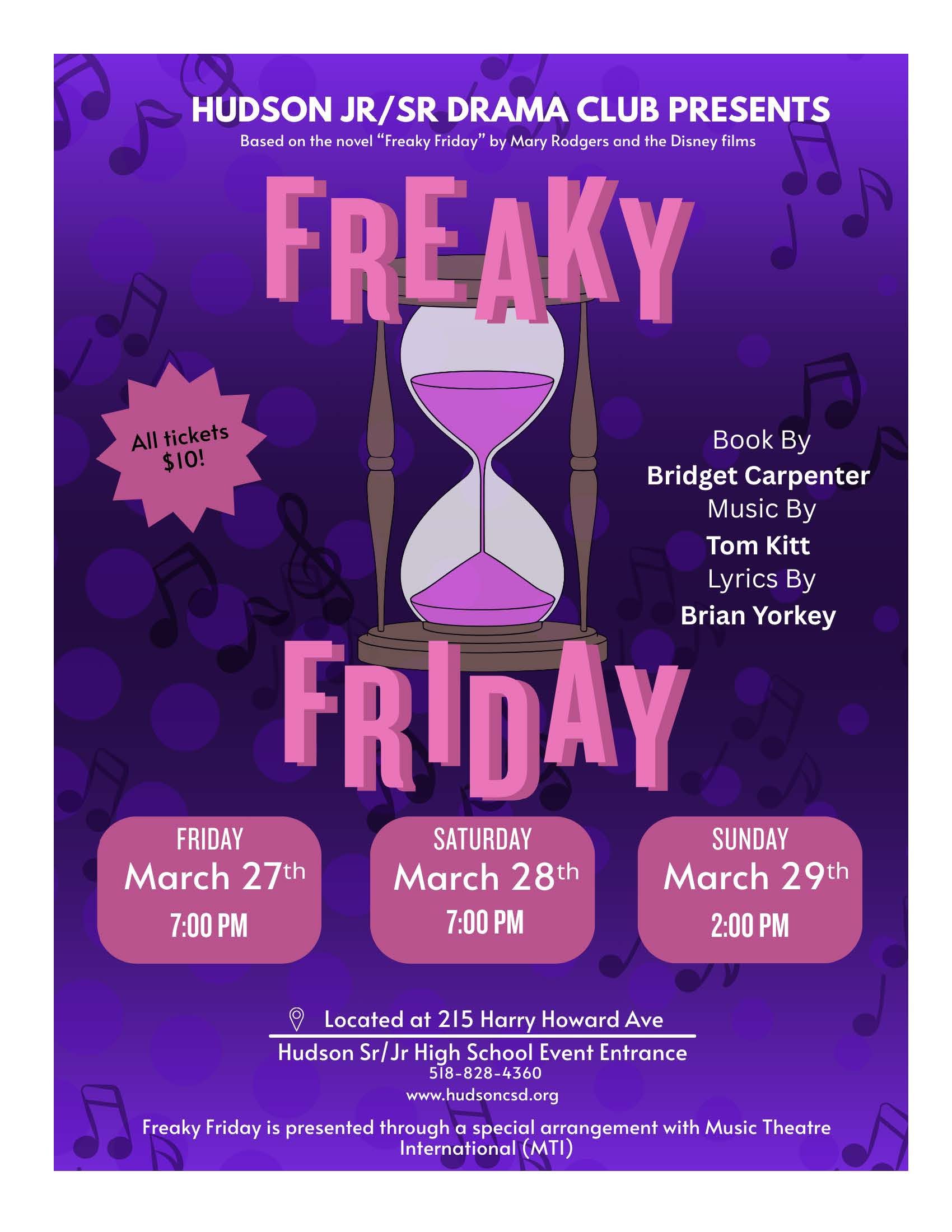 Freaky Friday poster - Contains showtimes and details. See article for information. 