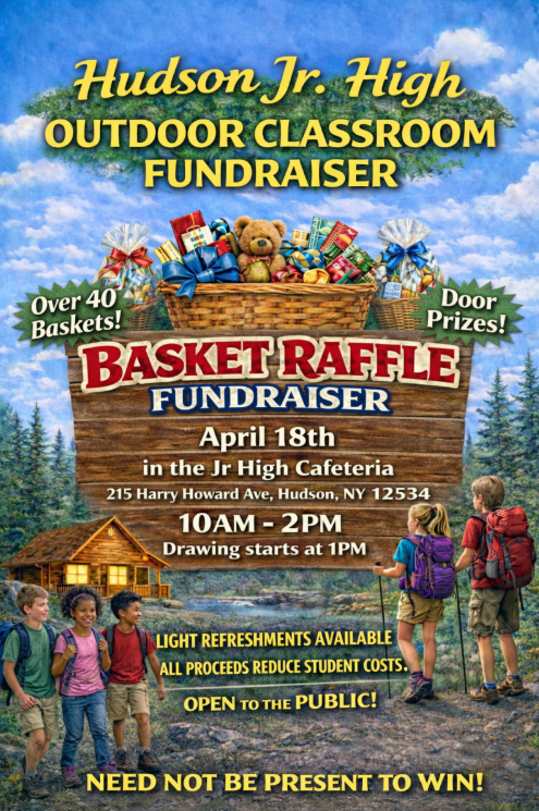 Basket Raffle Fundraiser flyer. See article for details. 